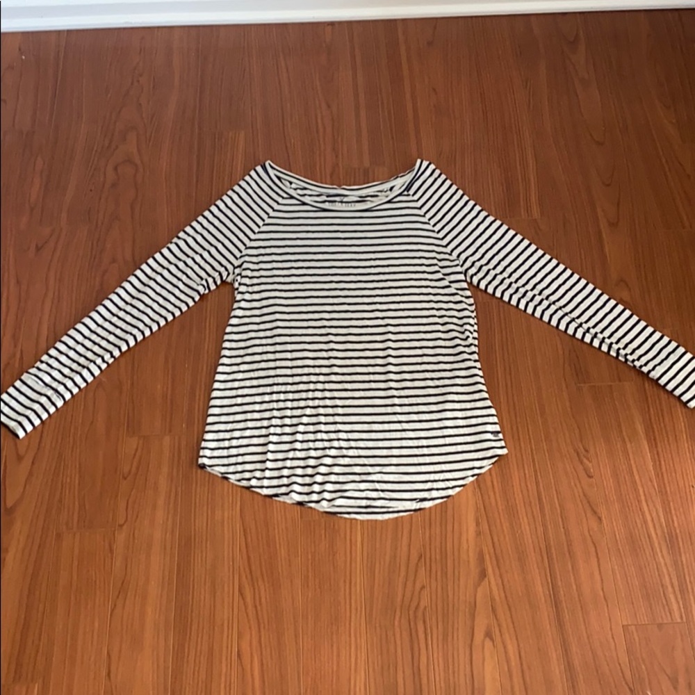 Black and white striped super soft long sleeve tee
